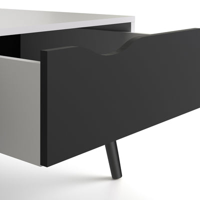 Oslo Coffee Table 1 Drawer 1 Shelf in White and Black Matt – FTG, view 8
