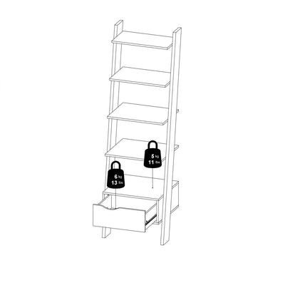 Oslo Leaning Bookcase 1 Drawer in White and Oak – FTG, view 13