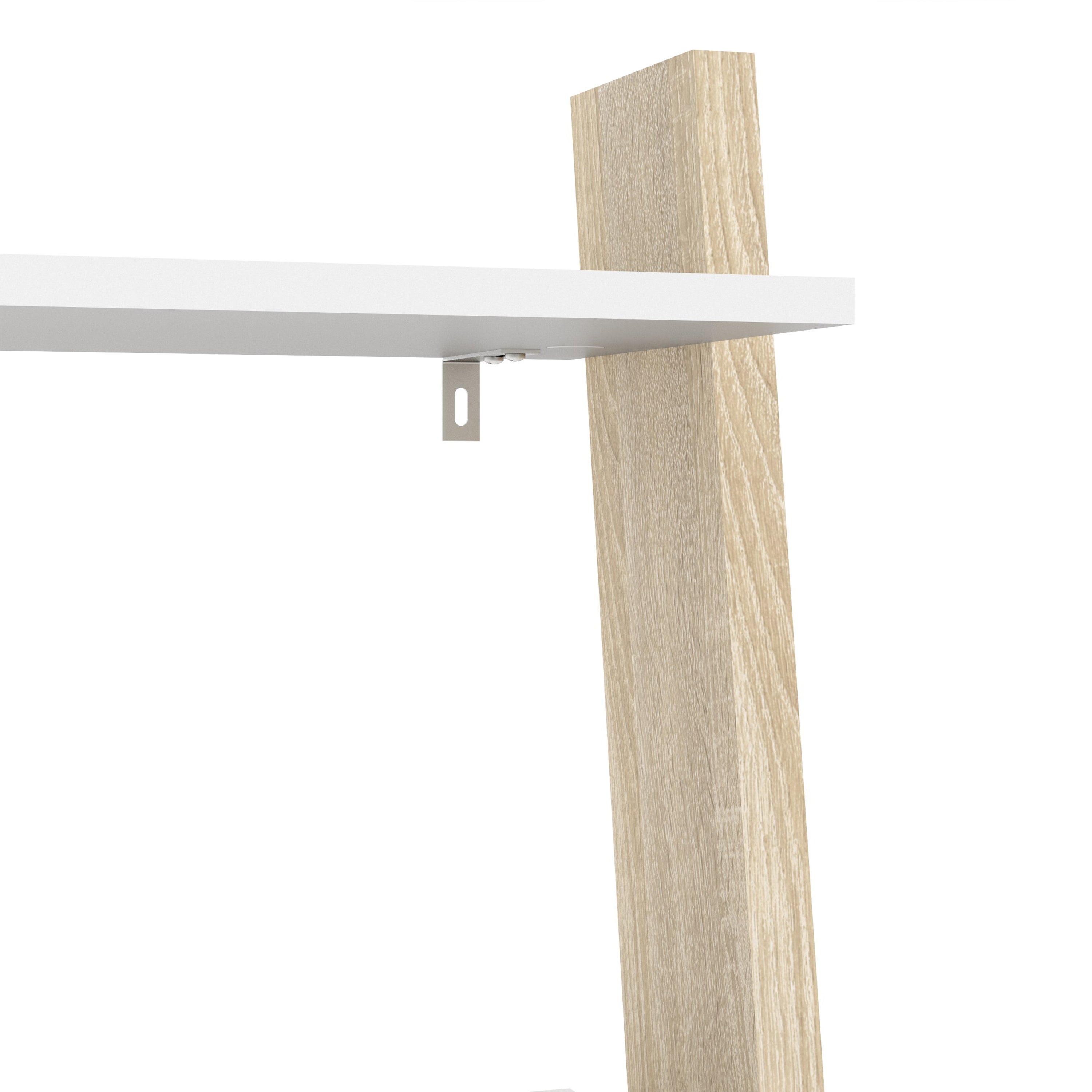 Oslo Leaning Bookcase 1 Drawer in White and Oak – FTG, view 9