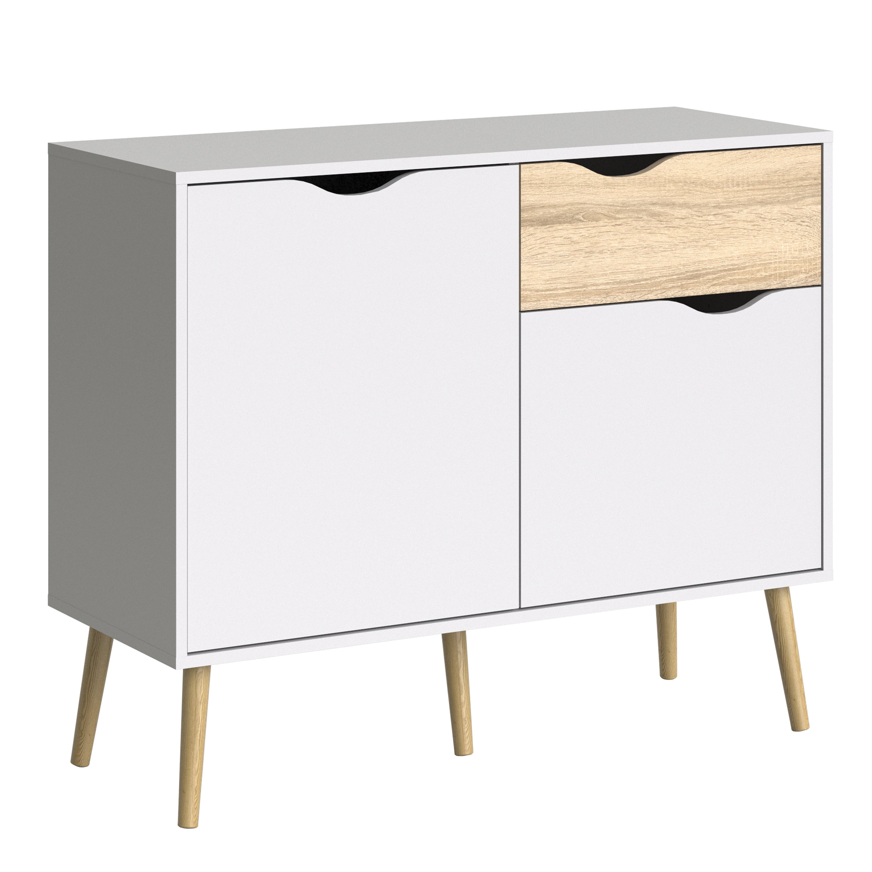 Oslo Sideboard Small 1 Drawer 2 Doors in White and Oak – FTG