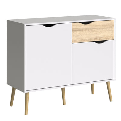 Oslo Sideboard Small 1 Drawer 2 Doors in White and Oak – FTG