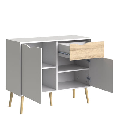 Oslo Sideboard Small 1 Drawer 2 Doors in White and Oak – FTG, view 4