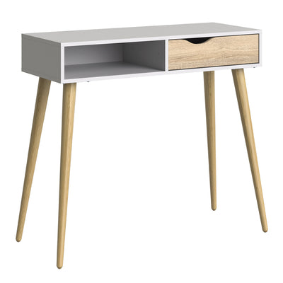 Oslo Console Table 1 Drawer 1 Shelf in White and Oak – FTG