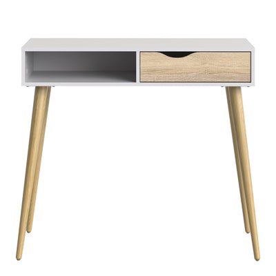 Oslo Console Table 1 Drawer 1 Shelf in White and Oak – FTG, view 2
