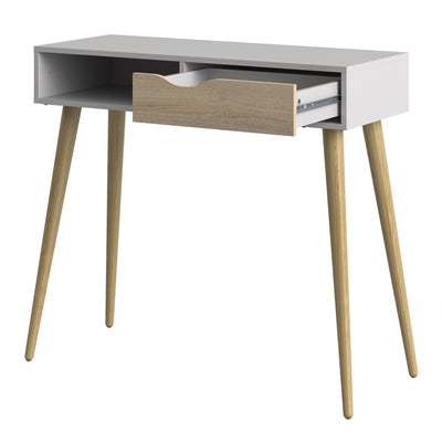 Oslo Console Table 1 Drawer 1 Shelf in White and Oak – FTG, view 4