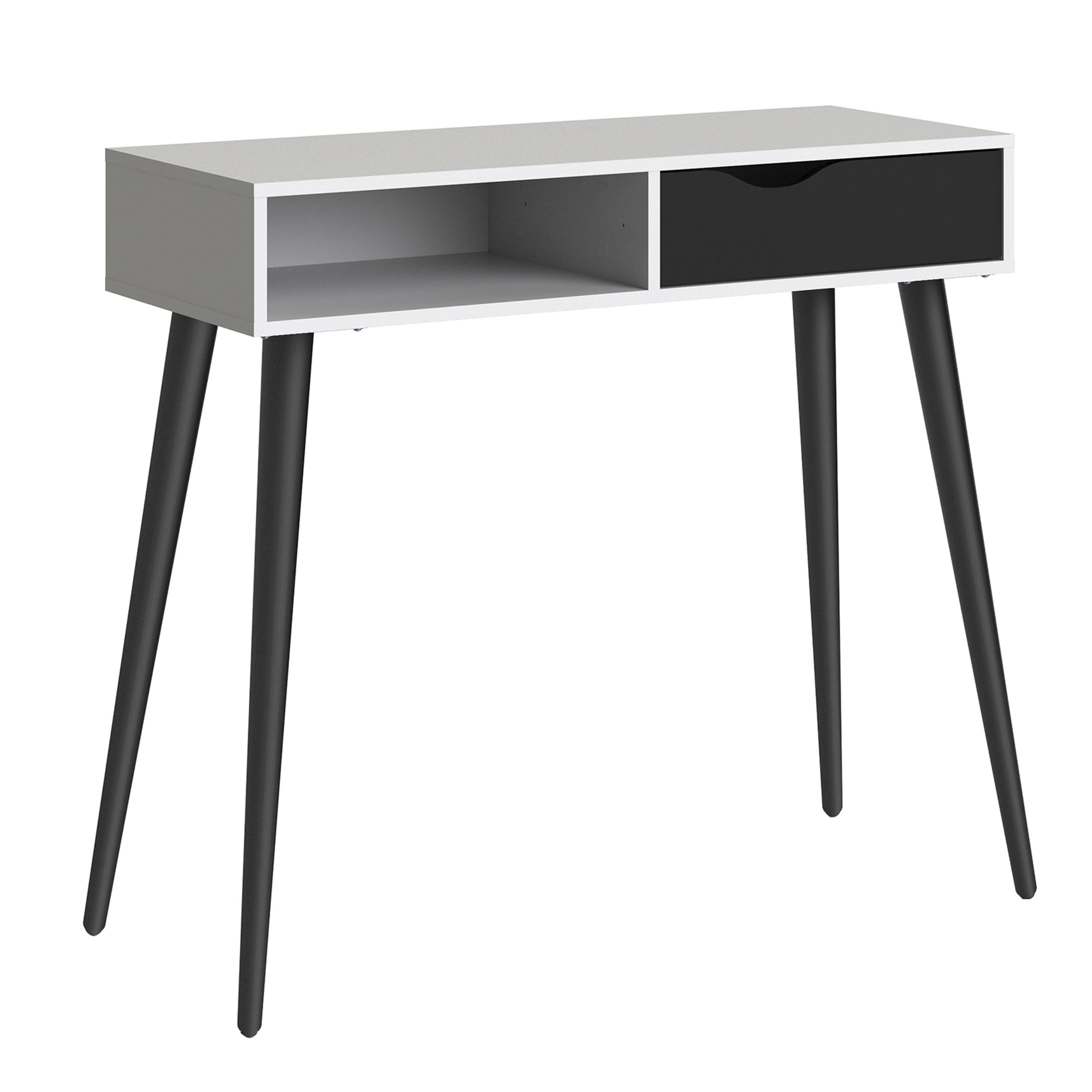 Oslo Console Table 1 Drawer 1 Shelf in White and Black Matt – FTG