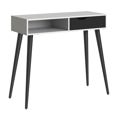 Oslo Console Table 1 Drawer 1 Shelf in White and Black Matt – FTG