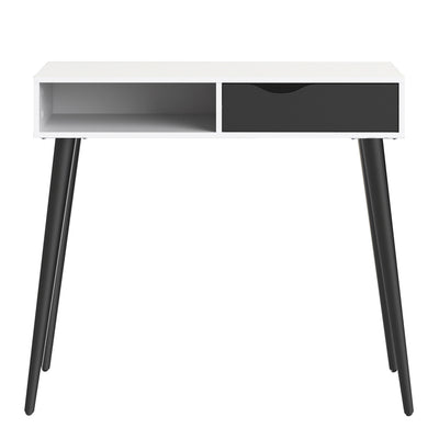 Oslo Console Table 1 Drawer 1 Shelf in White and Black Matt – FTG, view 2