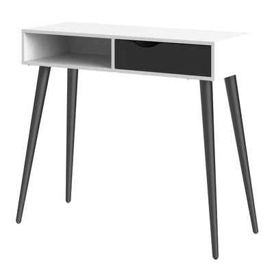 Oslo Console Table 1 Drawer 1 Shelf in White and Black Matt – FTG, view 3