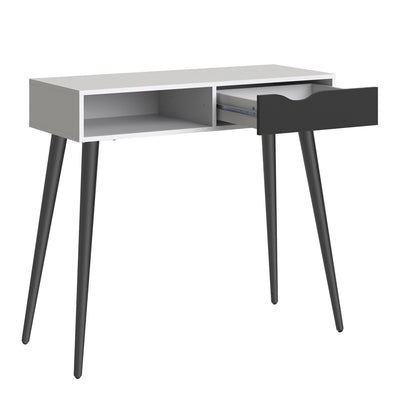 Oslo Console Table 1 Drawer 1 Shelf in White and Black Matt – FTG, view 4