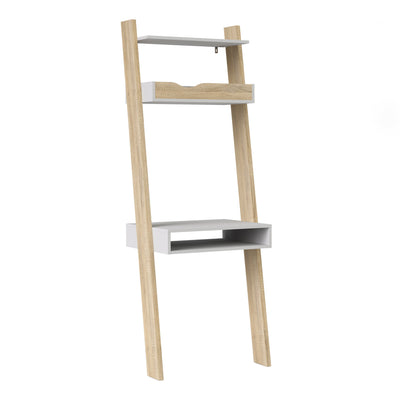 Oslo Leaning Desk in White and Oak – FTG