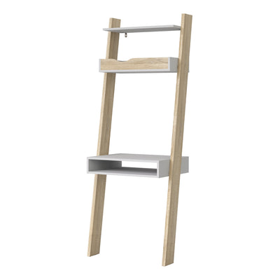 Oslo Leaning Desk in White and Oak – FTG, view 3