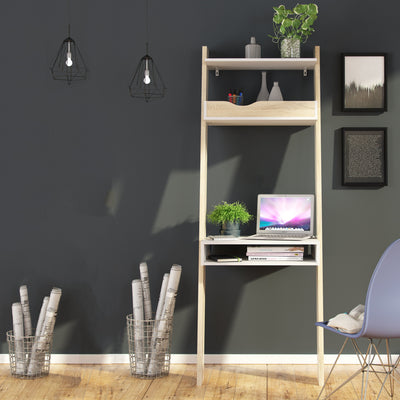 Oslo Leaning Desk in White and Oak – FTG, view 5