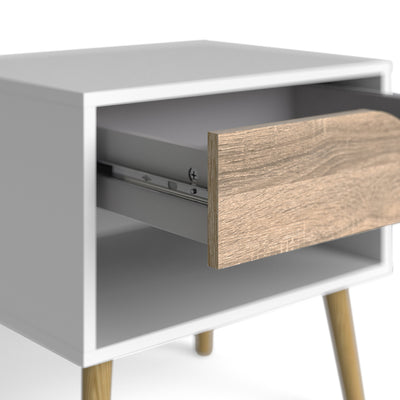Oslo Bedside 1 Drawer in White and Oak (Package of 2.) – FTG, view 12
