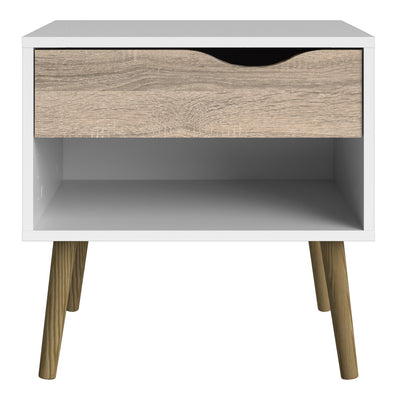 Oslo Bedside 1 Drawer in White and Oak (Package of 2.) – FTG, view 3