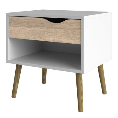 Oslo Bedside 1 Drawer in White and Oak (Package of 2.) – FTG, view 4