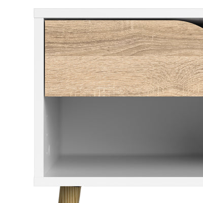 Oslo Bedside 1 Drawer in White and Oak – FTG, view 9