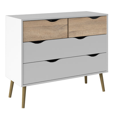 Oslo Chest of 4 Drawers in White and Oak – FTG