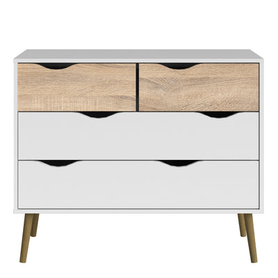 Oslo Chest of 4 Drawers in White and Oak – FTG, view 2