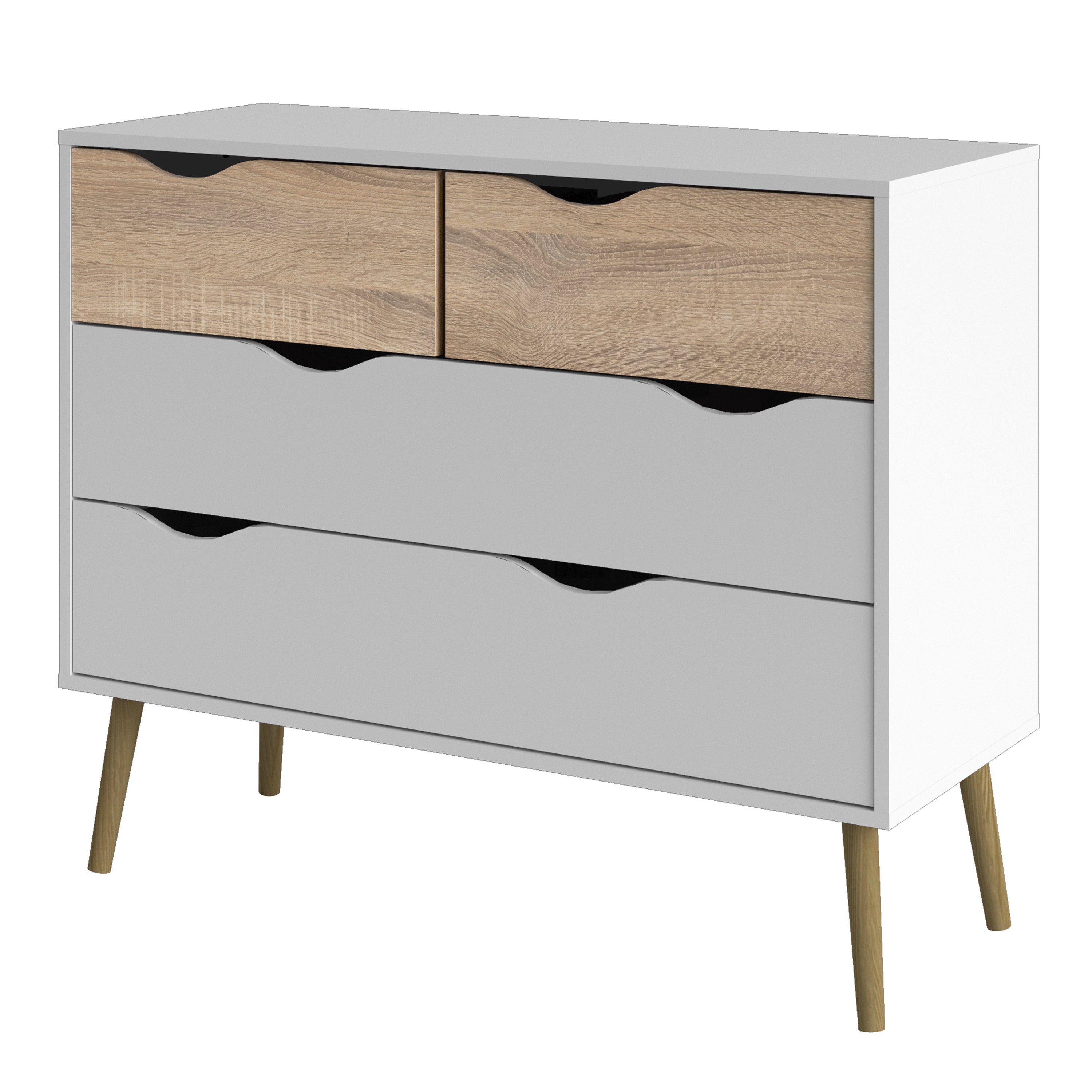 Oslo Chest of 4 Drawers in White and Oak – FTG, view 3