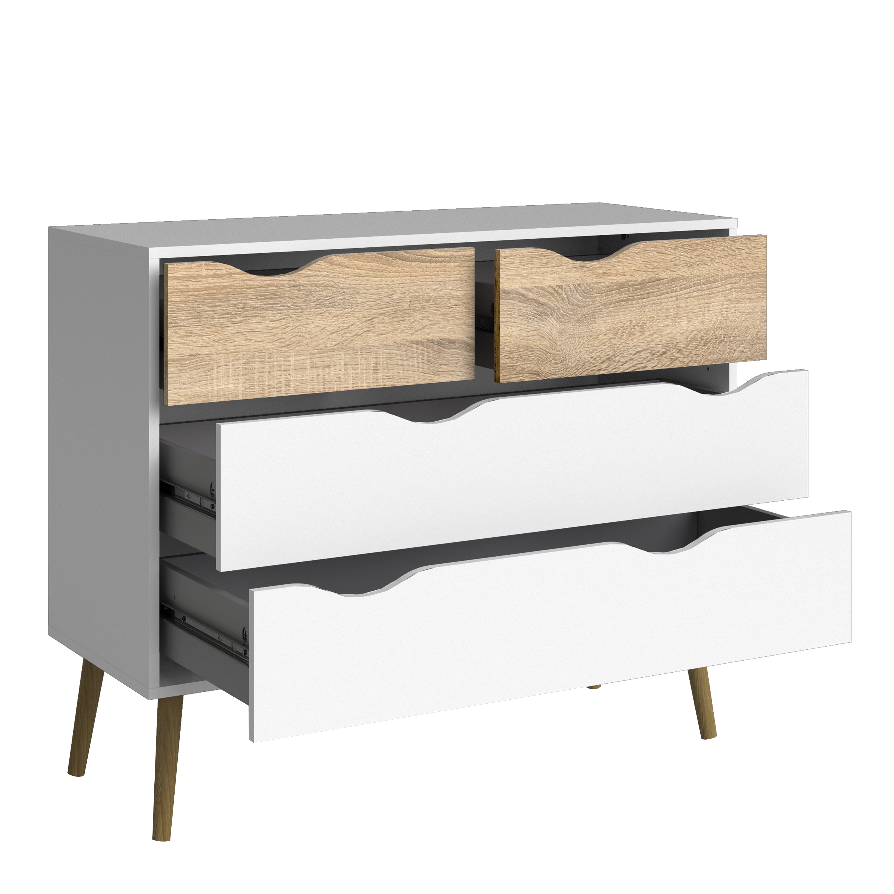 Oslo Chest of 4 Drawers in White and Oak – FTG, view 4
