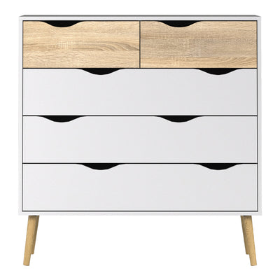 Oslo Chest of 5 Drawers in White and Oak – FTG, view 2