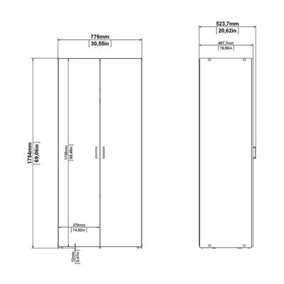 Space Package - Bedside 1 Drawer + Chest of 3 Drawers + Wardrobe with 2 Doors in White – FTG, view 13