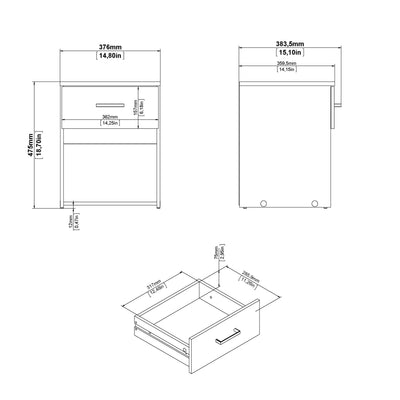 Space Package - Bedside 1 Drawer + Chest of 3 Drawers + Wardrobe with 2 Doors in White – FTG, view 5