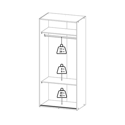 Space Wardrobe 2 Sliding Doors in White 1750 – FTG, view 13