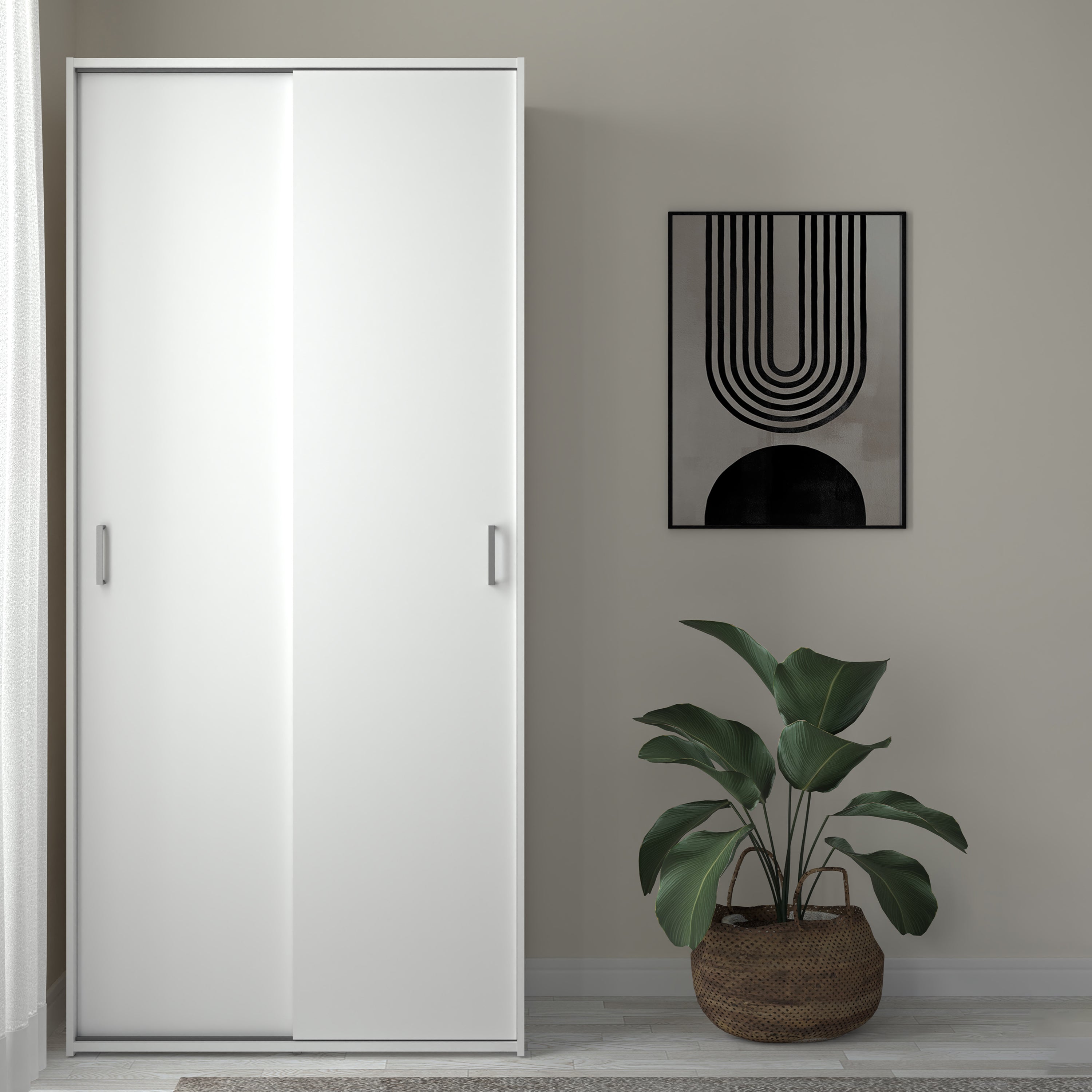 Space Wardrobe 2 Sliding Doors in White 1750 – FTG, view 6