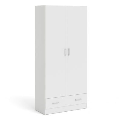Space Wardrobe with 2 Doors + 1 Drawer in White 1750 – FTG