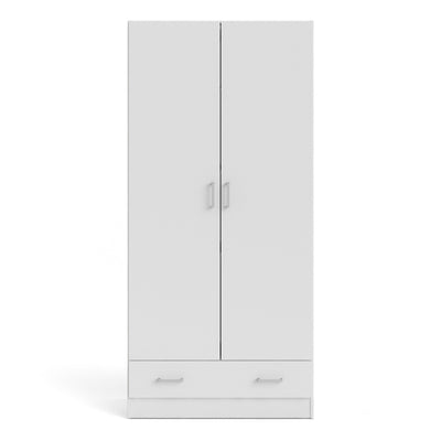Space Wardrobe with 2 Doors + 1 Drawer in White 1750 – FTG, view 2
