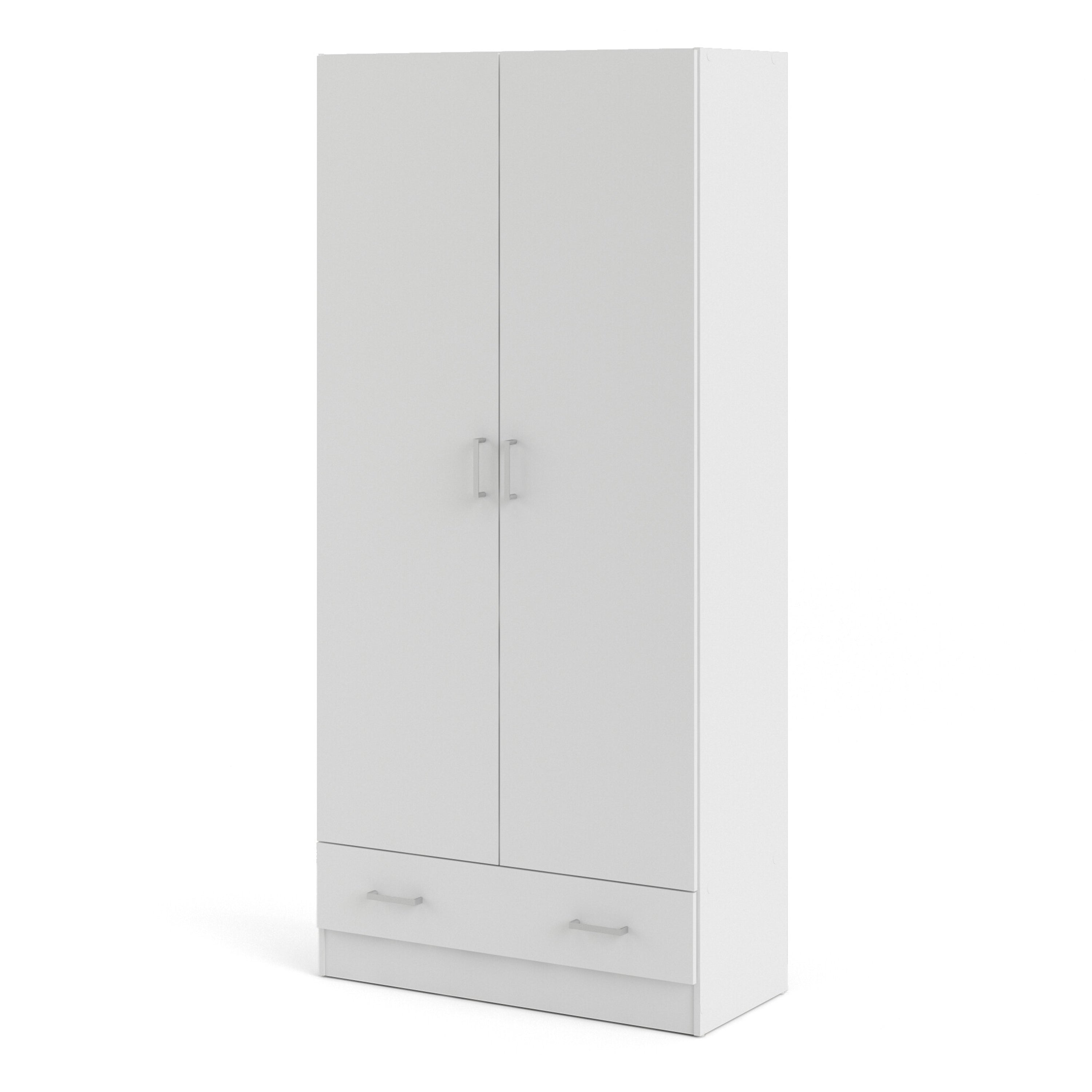 Space Wardrobe with 2 Doors + 1 Drawer in White 1750 – FTG, view 3