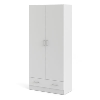 Space Wardrobe with 2 Doors + 1 Drawer in White 1750 – FTG, view 3