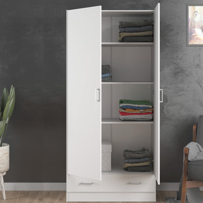 Space Wardrobe with 2 Doors + 1 Drawer in White 1750 – FTG, view 6