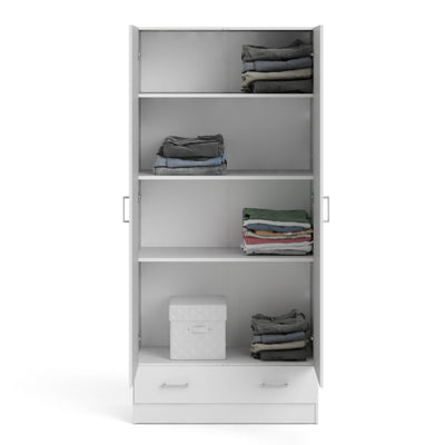 Space Wardrobe with 2 Doors + 1 Drawer in White 1750 – FTG, view 8
