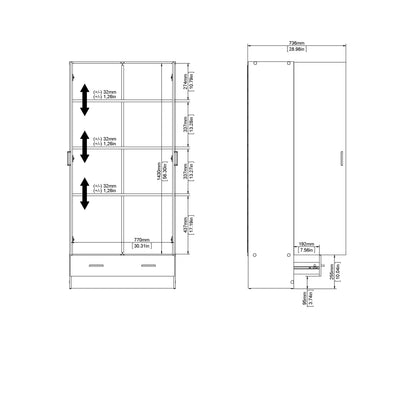 Space Wardrobe with 2 Doors + 1 Drawer in Oak 1750 – FTG, view 12