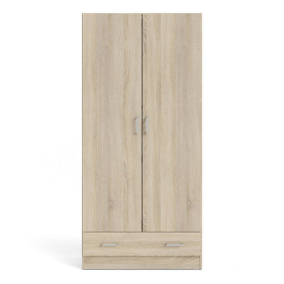Space Wardrobe with 2 Doors + 1 Drawer in Oak 1750 – FTG, view 2