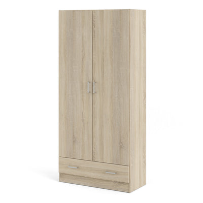 Space Wardrobe with 2 Doors + 1 Drawer in Oak 1750 – FTG, view 3