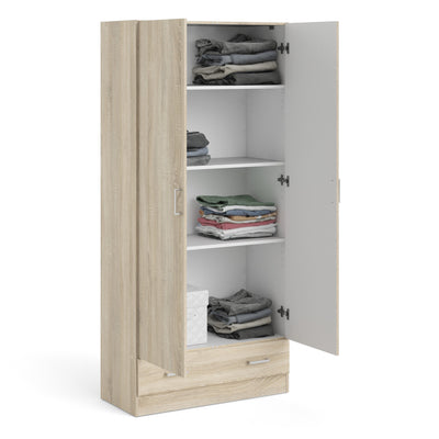 Space Wardrobe with 2 Doors + 1 Drawer in Oak 1750 – FTG, view 7