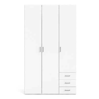 Space Wardrobe 3 Doors 3 Drawers in White 2000 – FTG, view 2