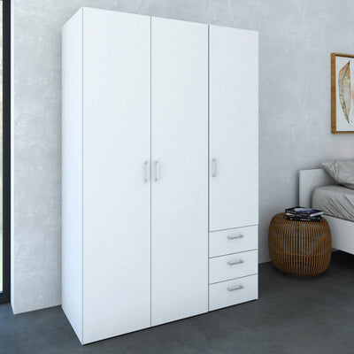 Space Wardrobe 3 Doors 3 Drawers in White 2000 – FTG, view 6