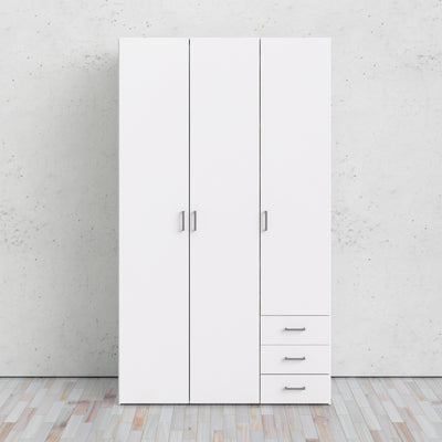 Space Wardrobe 3 Doors 3 Drawers in White 2000 – FTG, view 7