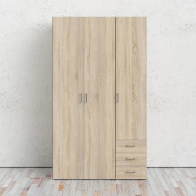 Space Wardrobe 3 Doors 3 Drawers in Oak 2000 – FTG, view 10