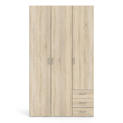 Space Wardrobe 3 Doors 3 Drawers in Oak 2000 – FTG, view 2