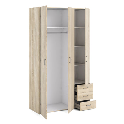 Space Wardrobe 3 Doors 3 Drawers in Oak 2000 – FTG, view 4