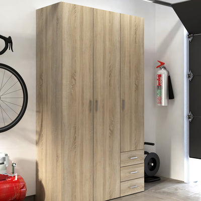Space Wardrobe 3 Doors 3 Drawers in Oak 2000 – FTG, view 7