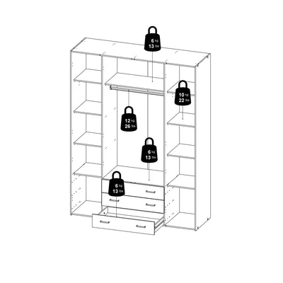 Space Wardrobe 4 Doors 3 Drawers in White 2000 – FTG, view 11