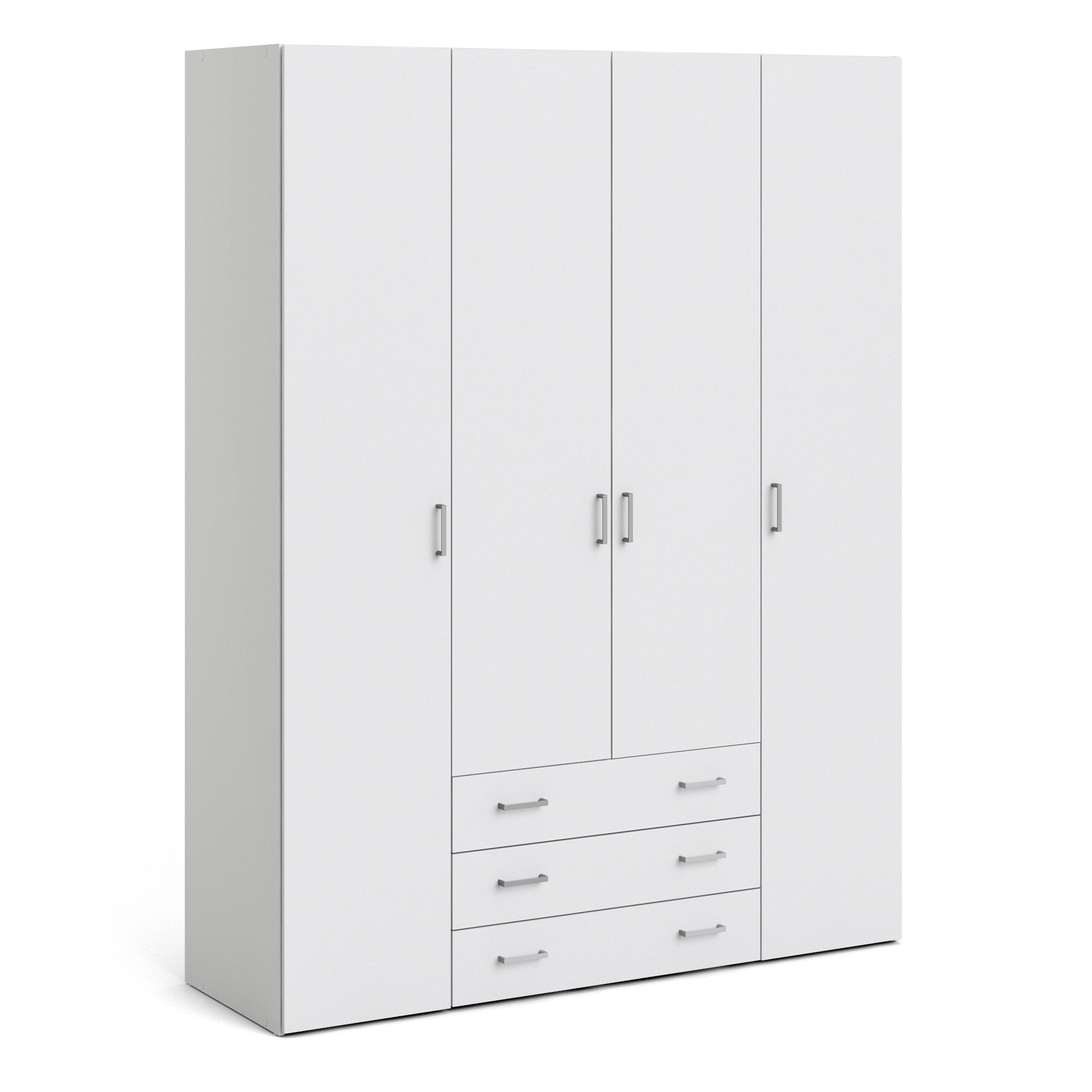 Space Wardrobe 4 Doors 3 Drawers in White 2000 – FTG