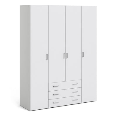 Space Wardrobe 4 Doors 3 Drawers in White 2000 – FTG